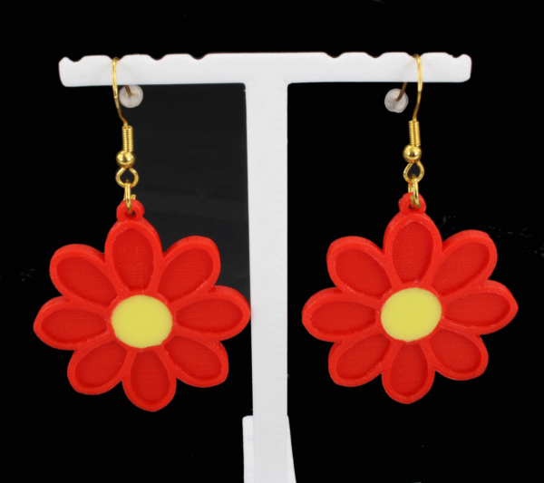 Daisy-Earring-Red-Stand